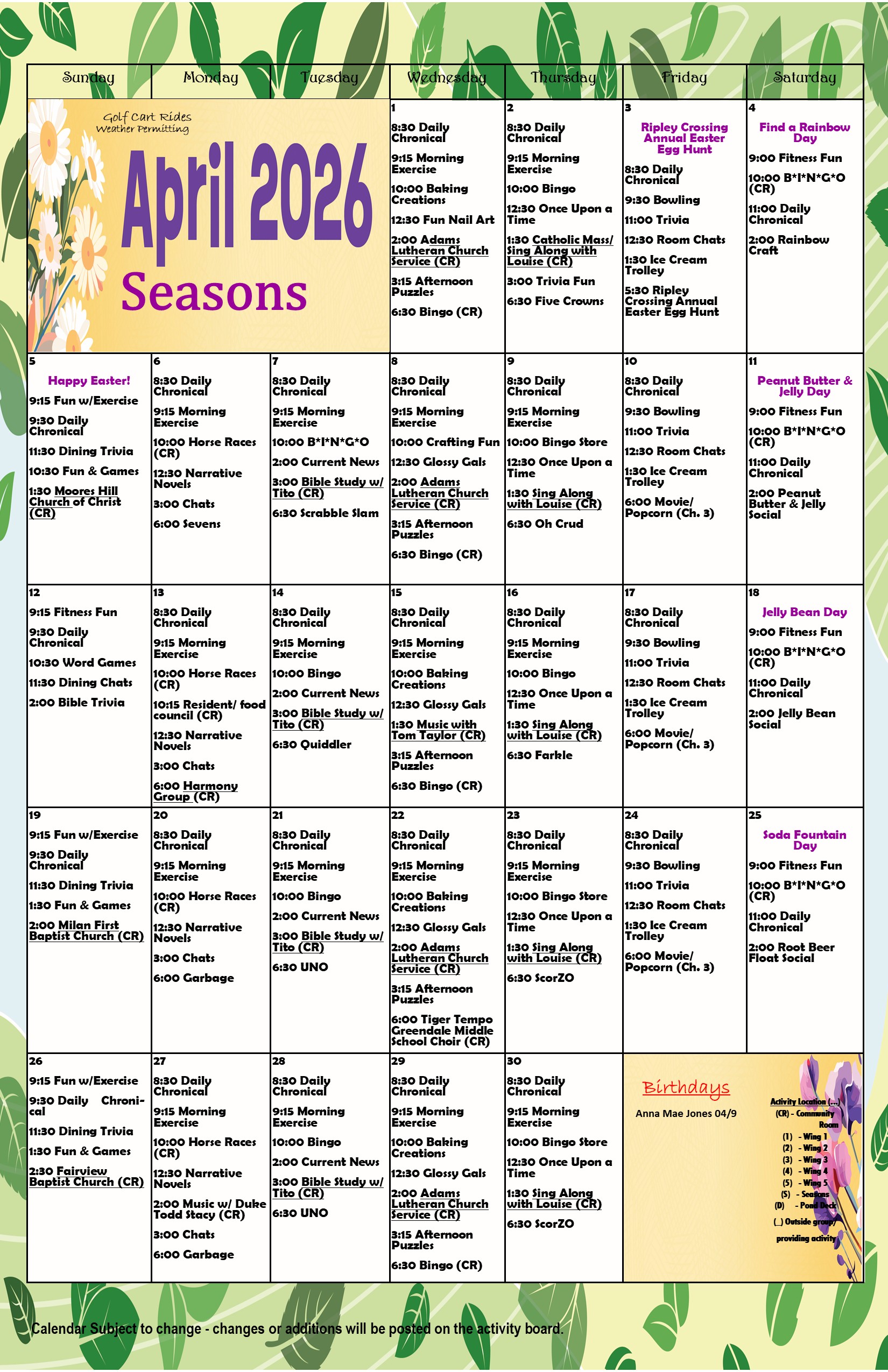 April seasons 2026